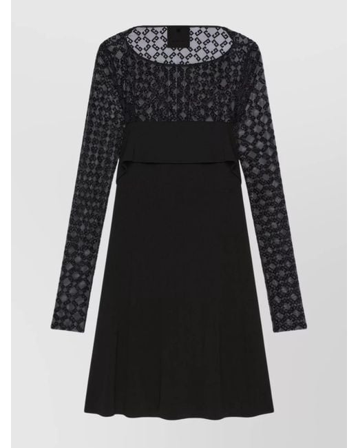 Givenchy Black Draped Monogram Tulle Mini Dress