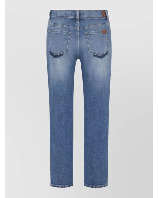7 For All Mankind Blue Jeans Faded Effect Contrast Stitching Belt Loops