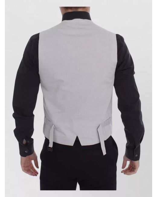 Dolce & Gabbana Gray Silk Blend V-Neck Waistcoat for men