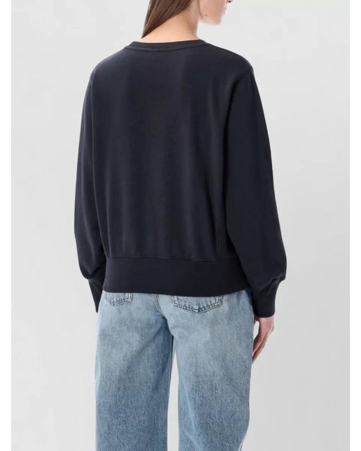Anine Bing Blue Cotton Blend Relaxed Fit Cropped Sweatshirt