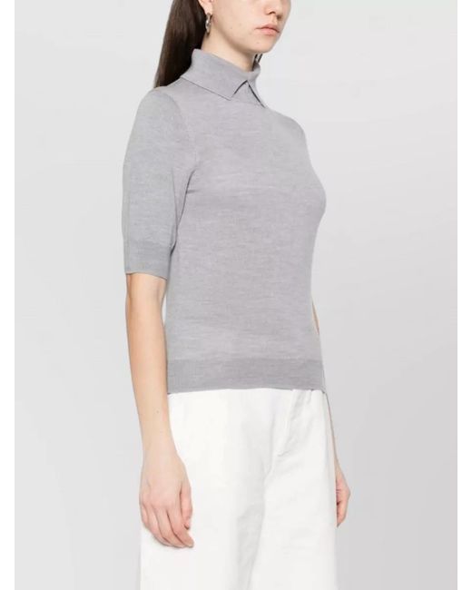 Herskind Gray Perry Wool Sweater Collared Short Sleeves