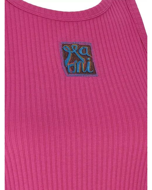 Marni Pink Cotton Logo Patch Tank Top