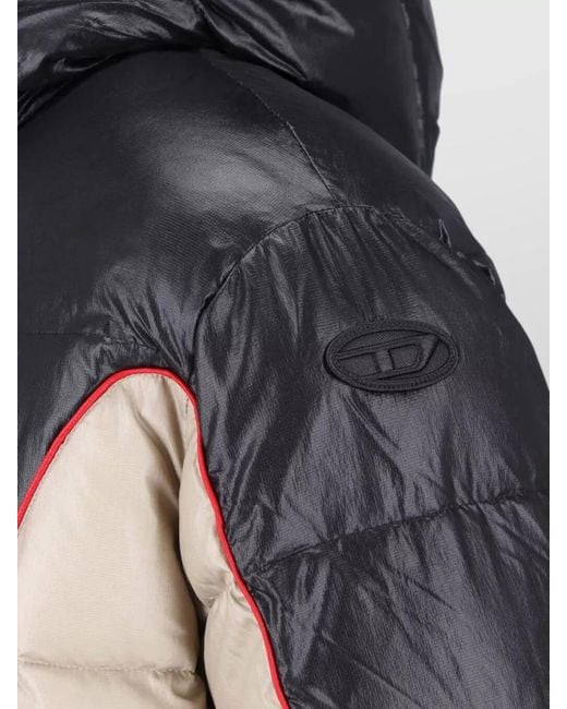 DIESEL Black Hooded Water Resistant Modern Casual Coat for men