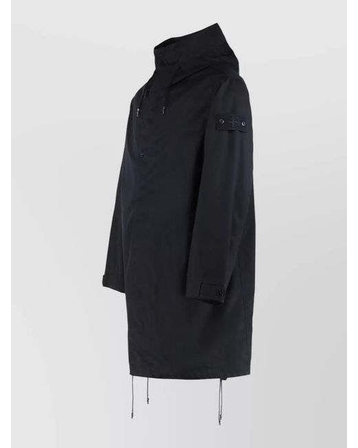 Stone Island Blue Wool Twill Hooded Parka for men