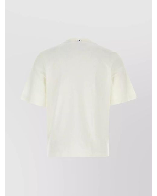 Burberry White Ribbed Crew-Neck T-Shirt With Equestrian Patch for men