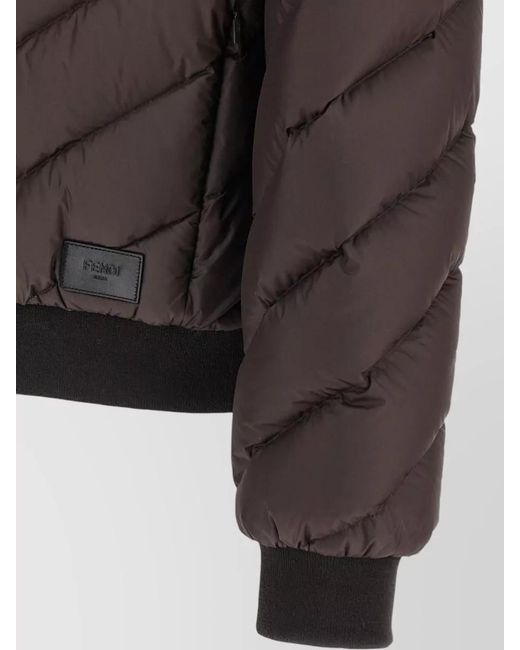 Fendi Multicolor Hooded Reversible Down Jacket Ribbed Trims for men