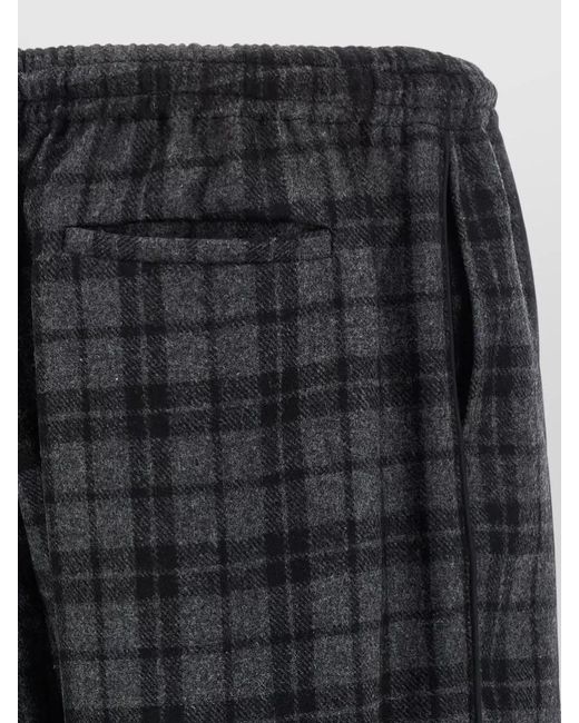 Willy Chavarria Gray Ruff Rider Checked Pattern Pants Side Pockets for men
