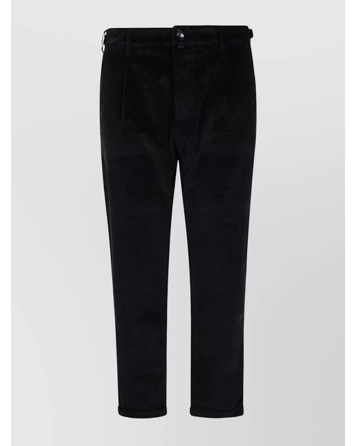 Jacob Cohen Black Cropped Slim-Fit Pleated Trousers for men