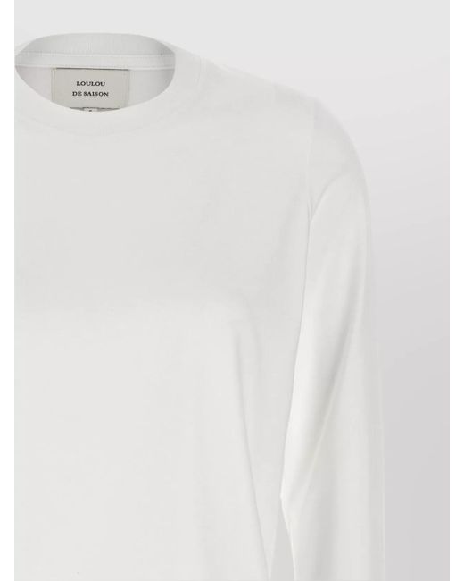 Loulou de Saison White Supima Cotton Cropped Long-Sleeve T-Shirt