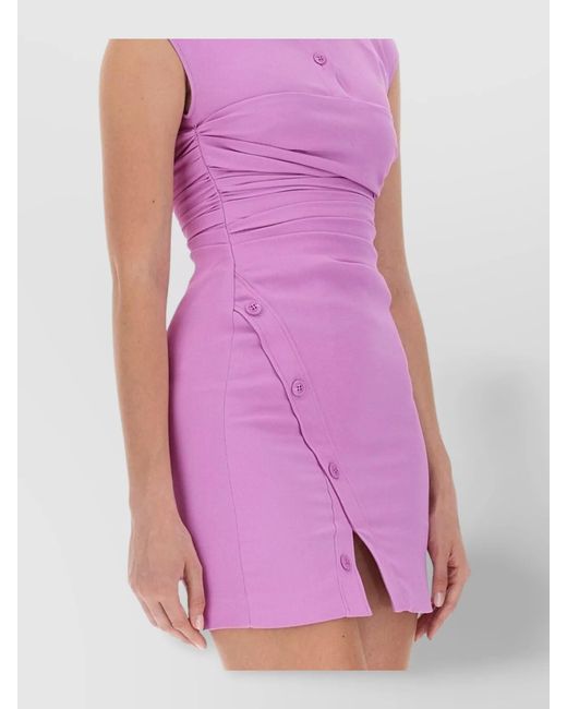 Moschino Pink Draped Dress Button Cap Ruched Silhouette