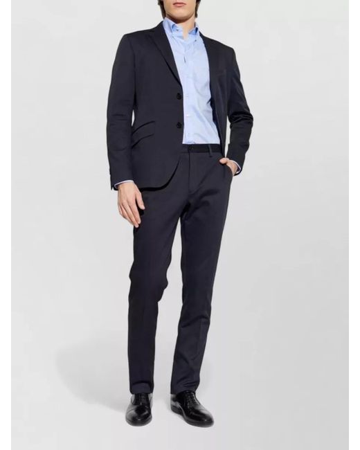 Etro Blue Suit Notch Lapel Flap Pockets Nylon Silk for men