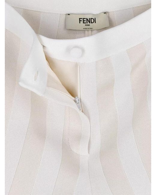 Fendi White Straight Shorts Side Pockets Striped Pattern