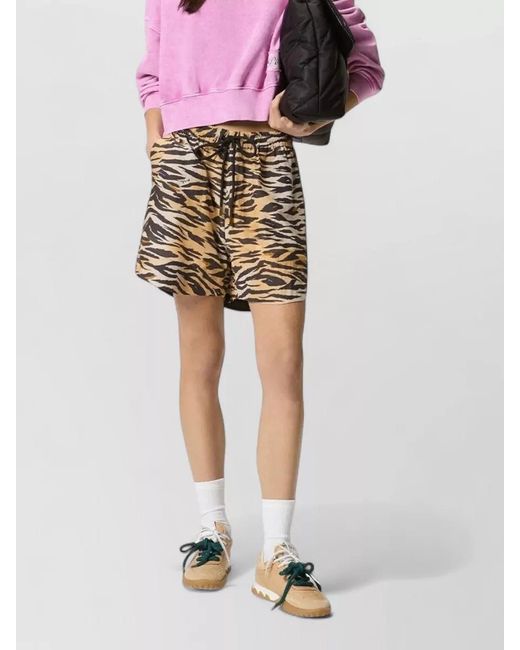 Pinko Multicolor Animal Print Shorts Trousers Side Pockets