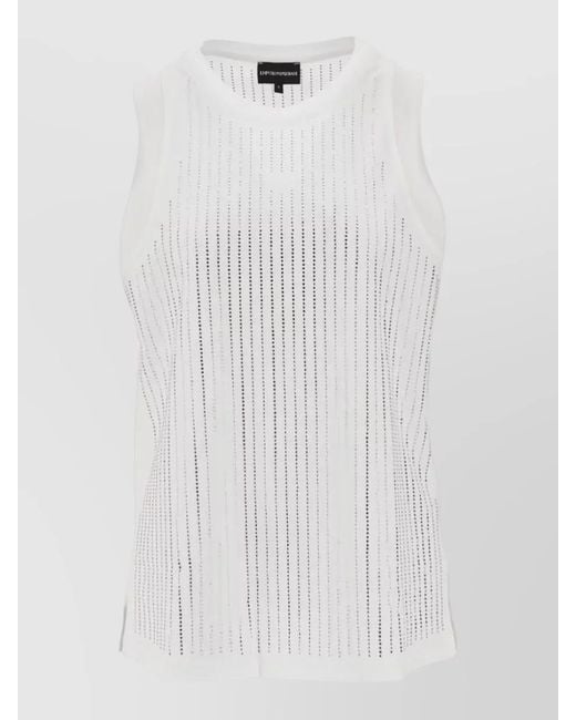 Emporio Armani White Cotton Tank Top Round Neck Sleeveless