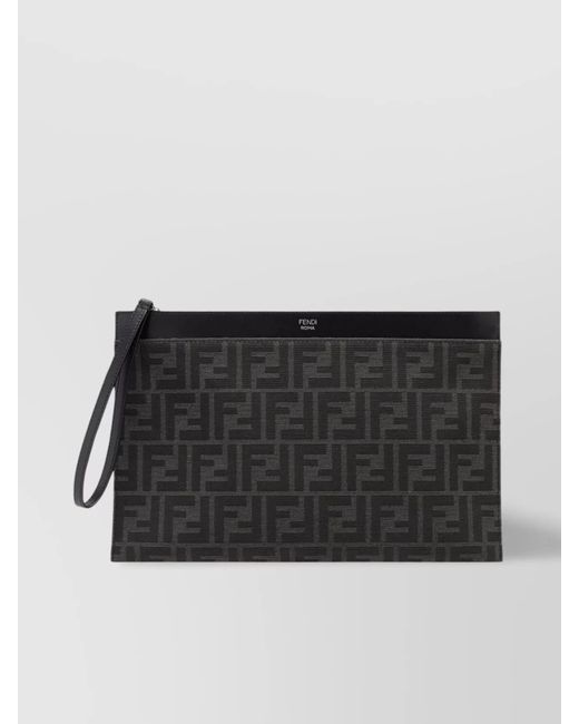 Fendi Black Rectangular Medium Flat Pouch for men