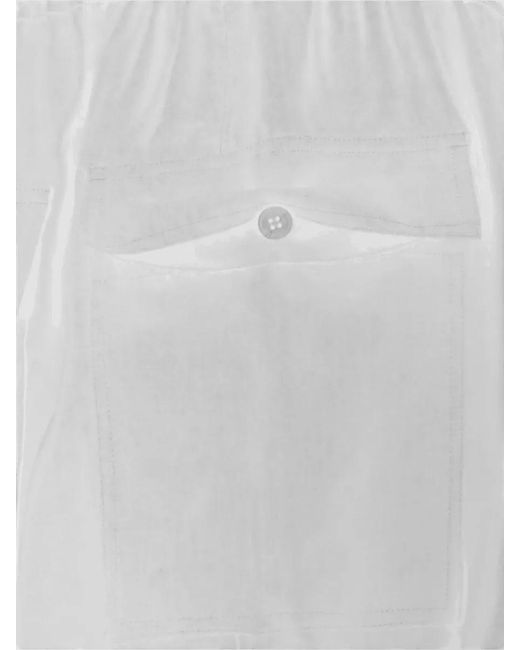 Rick Owens Blue Straight Trousers Elastic Waistband Back Pocket Buttons for men