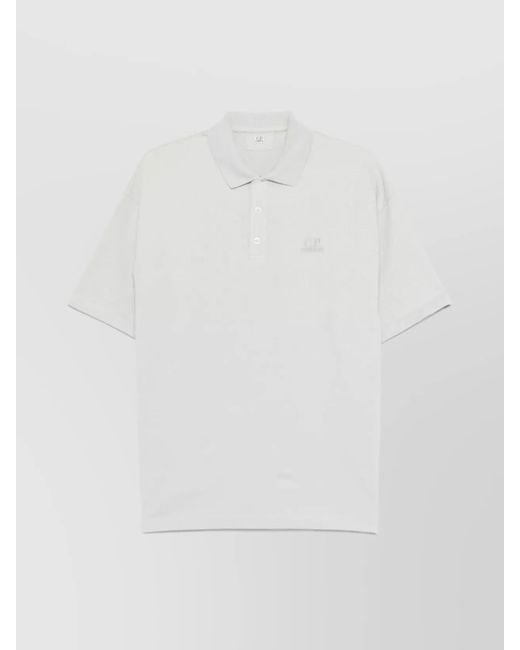 C P Company White Cotton Short-Sleeve Polo Shirt for men