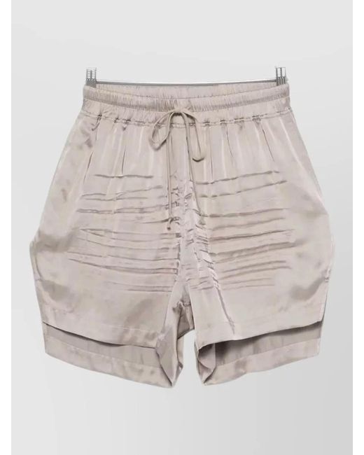 Rick Owens Gray Pearl Boxer Shorts Satin Finish Pleated