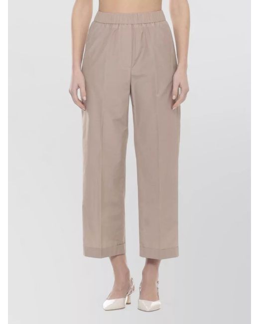 Peserico Natural Straight Leg Cotton Blend Tailored Trousers