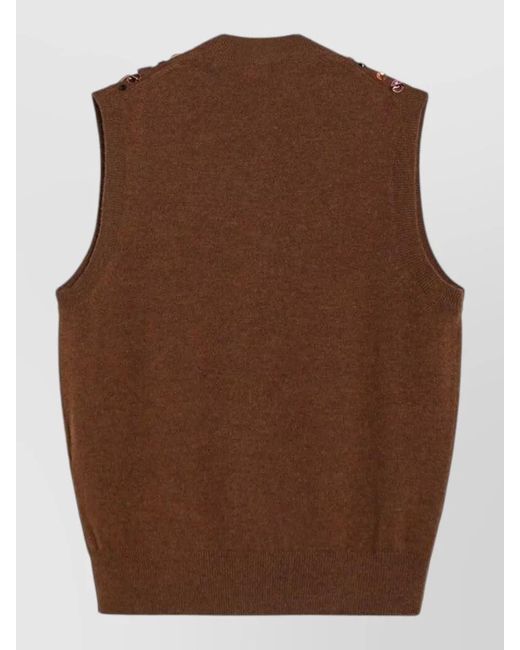 Fendi Brown Cashmere Wool Sleeveless Knitted Top