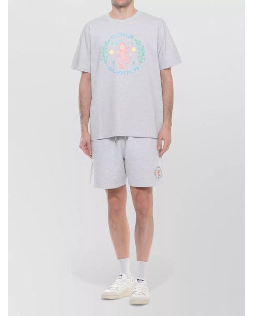 Casablanca White Printed Cotton Short-Sleeve T-Shirt for men