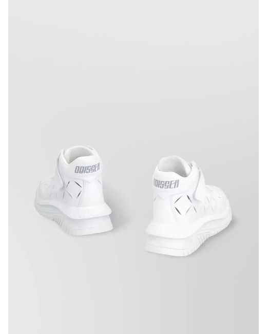 Versace White Leather High-Top Sneakers for men