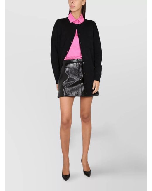 Moschino Black Virgin Wool V-Neck Cardigan