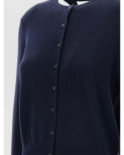 Lisa Yang Blue Karia Cashmere Cropped Cardigan Round Neck