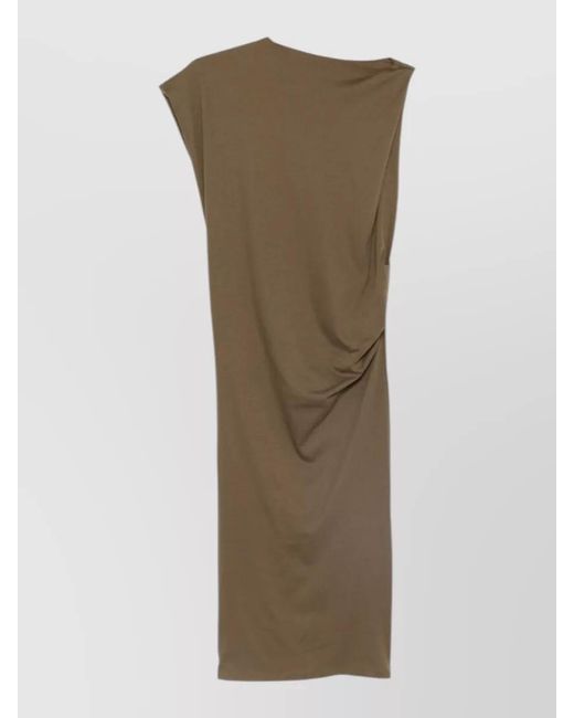 Jacquemus Natural Cotton Silk Asymmetric One-Sleeve Midi Dress