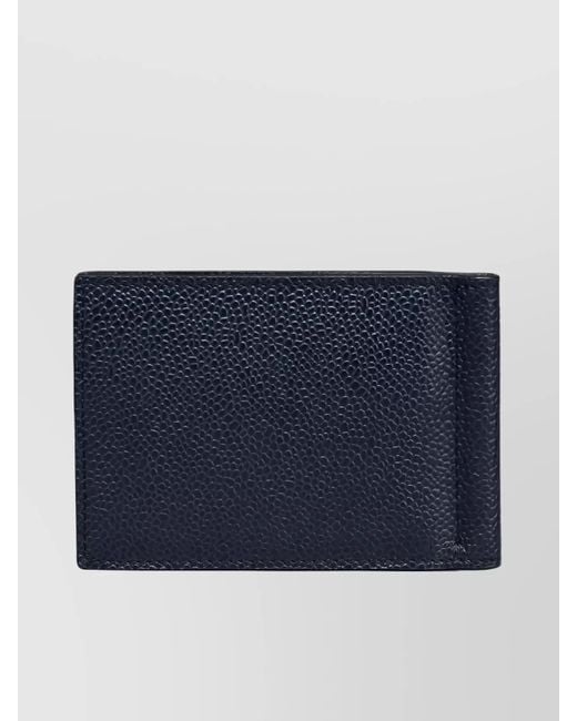 Thom Browne Blue Money Clip Wallet With 4 Bar Stripes for men