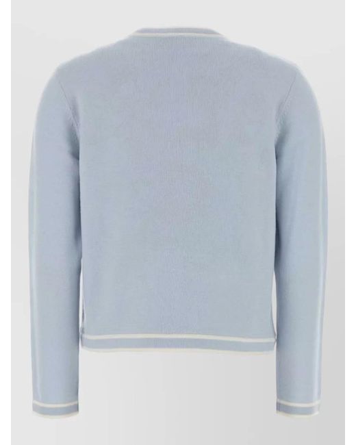 Tory Burch Blue Wool Ribbed Cardigan