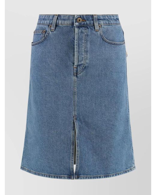 Burberry Blue Denim Skirt With Slit Hems And Pockets