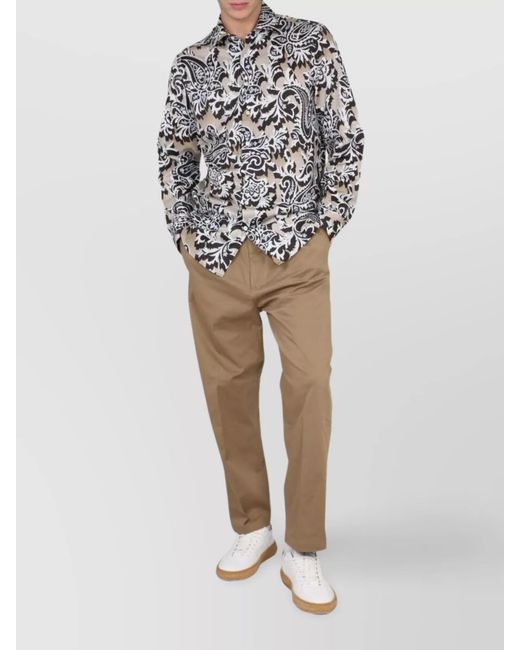 Etro Natural Cotton Straight-Leg Trousers for men