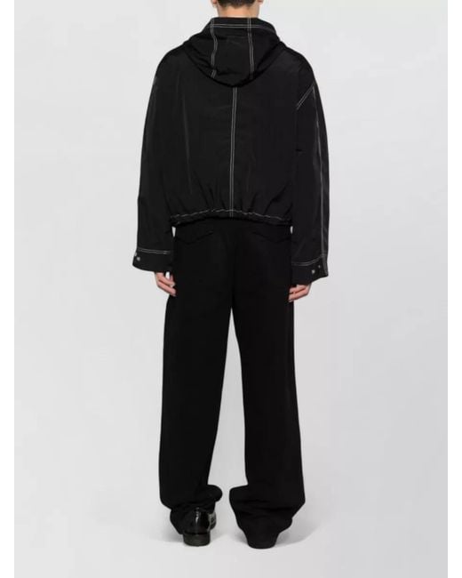 AMI Black Boxy Cropped Jacket With Zipper Closure for men