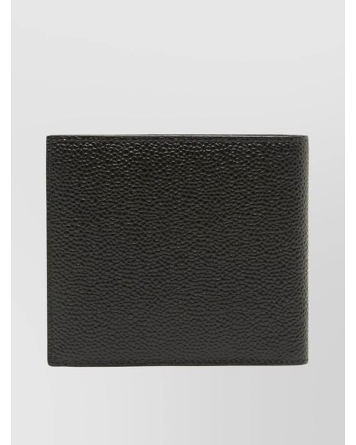 Thom Browne Black Pebble Grain Leather Bifold Wallet for men