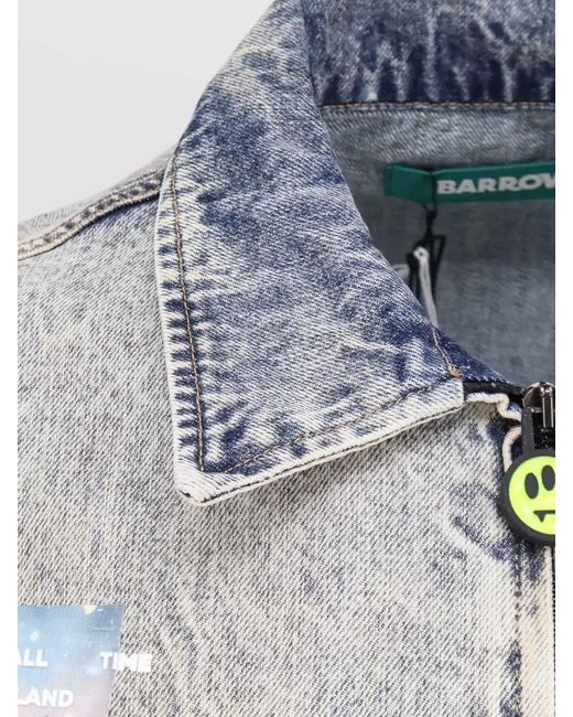 Barrow Gray Denim Jacket Front Graphic Print Buttons for men
