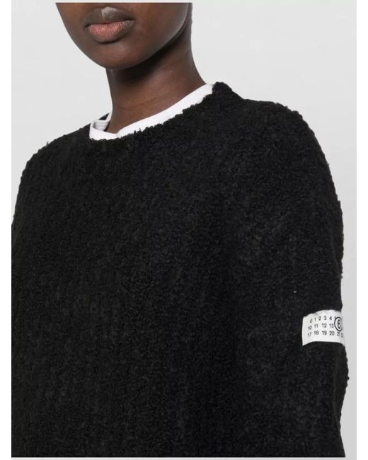 MM6 by Maison Margiela Black Logo Crew Neck Regular Fit Jumper