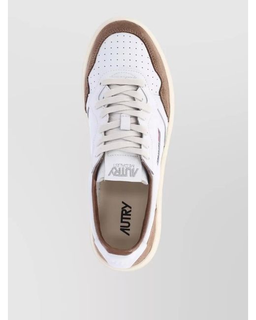 Autry White Low Sneakers Perforated Toe Box Contrast Panel Rubber Sole for men