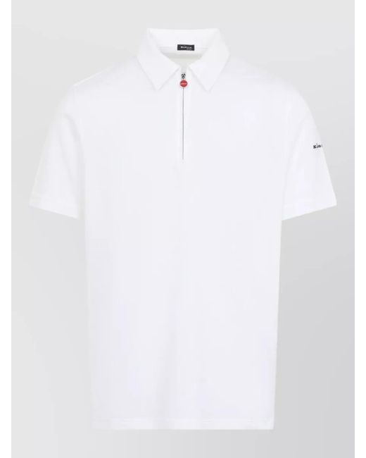 Kiton White Polo Shirt Pointed Collar Short Sleeves for men