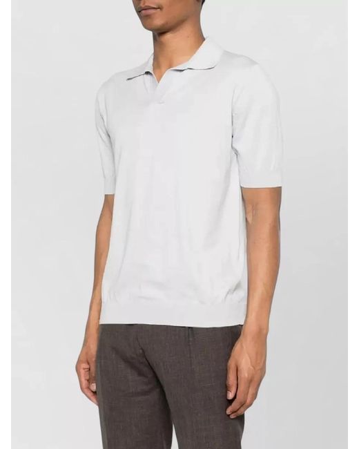 Lardini White Polo Knit Short Sleeves Ribbed Trim for men
