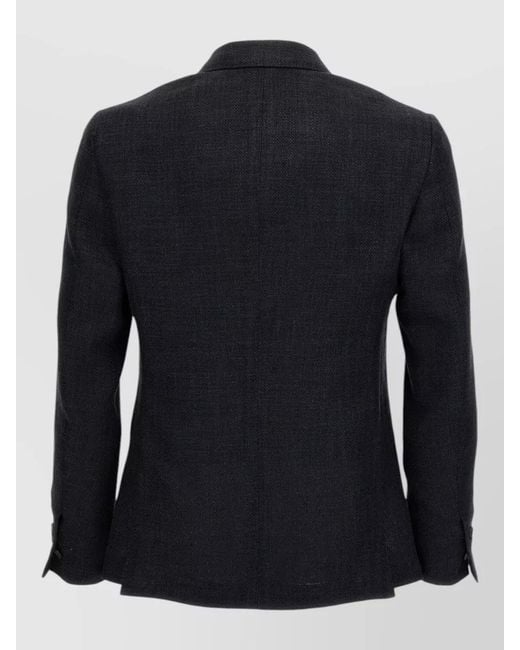 Maurizio Miri Black Linen Blend Double Breasted Blazer for men