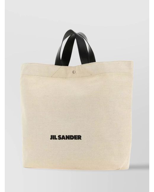Jil Sander Natural Market Tote Canvas Shoulder Bag