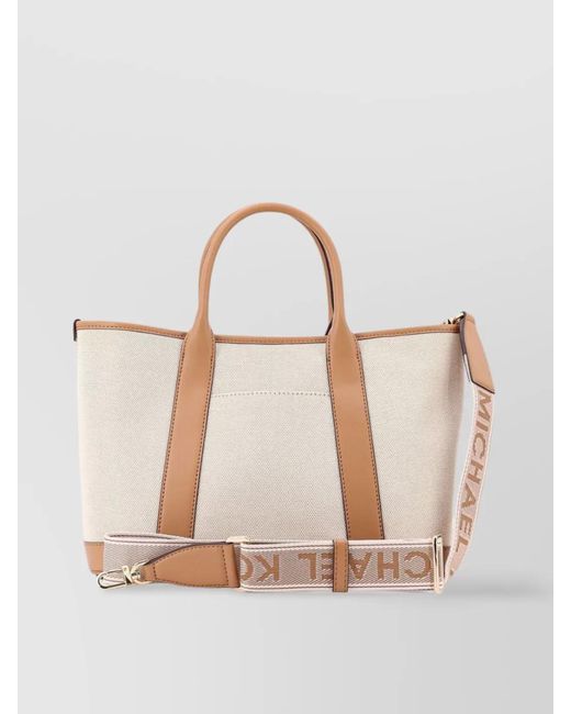 Michael Kors Natural Voyager Canvas And Leather Tote Bag