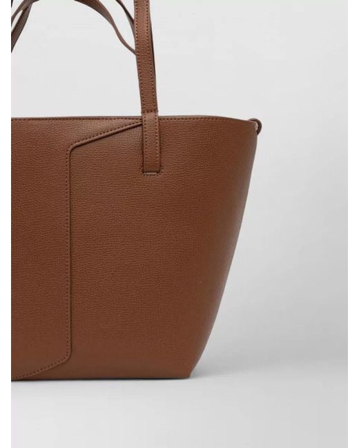 Emporio Armani Brown Leather Tote Bag Small Size Double Handles