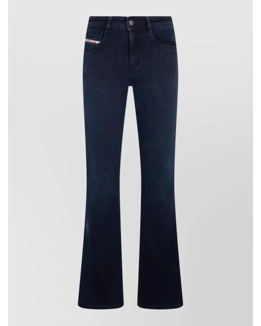 DIESEL Blue Flared Cotton Denim Jeans Regular Waist