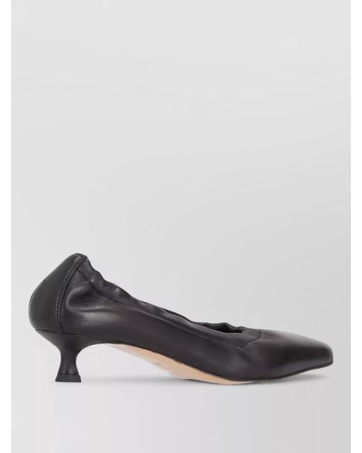 LA ROSE Black Pointed Toe Kitten Heel Soft Pumps