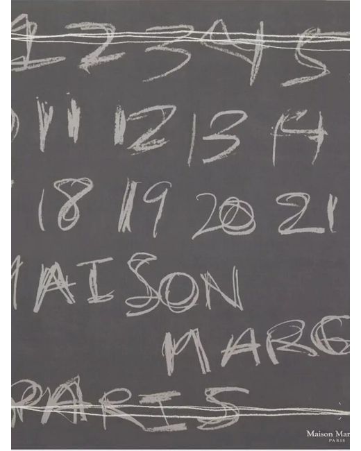 Maison Margiela Gray Silk Printed Scarf