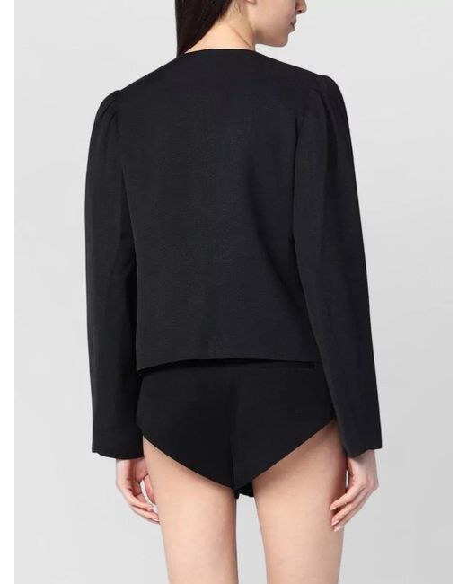 NAMACHEKO Black Jacket Front Pockets Long Sleeves Shoulders