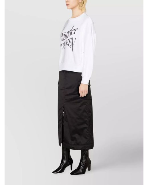 McQueen White Cotton Oversized Logo-Print Sweatshirt