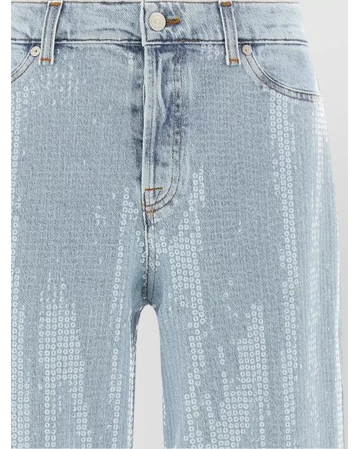 7 For All Mankind Blue Denim Wide-Leg Jeans